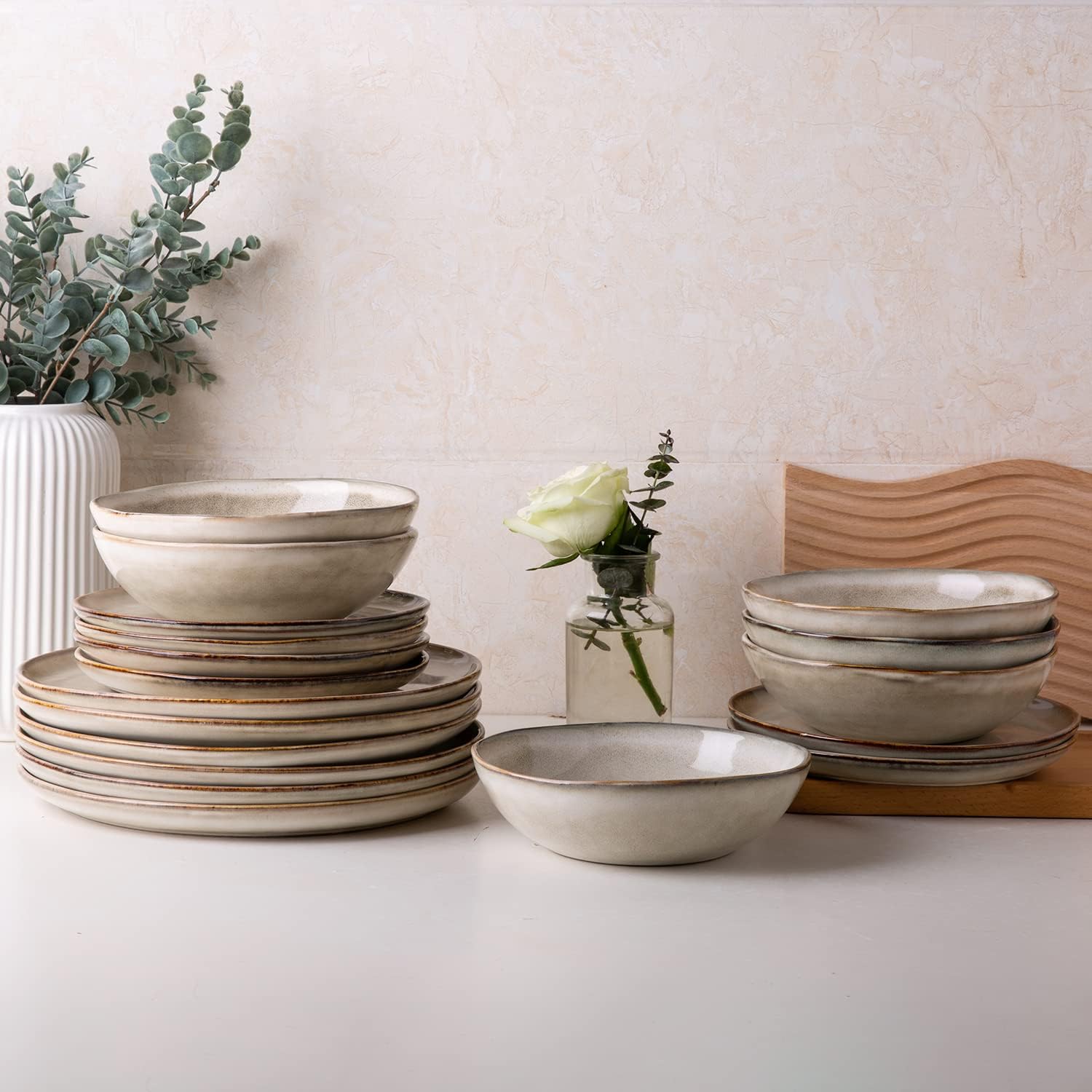 18-Piece Reactive Glaze Dinnerware Set
